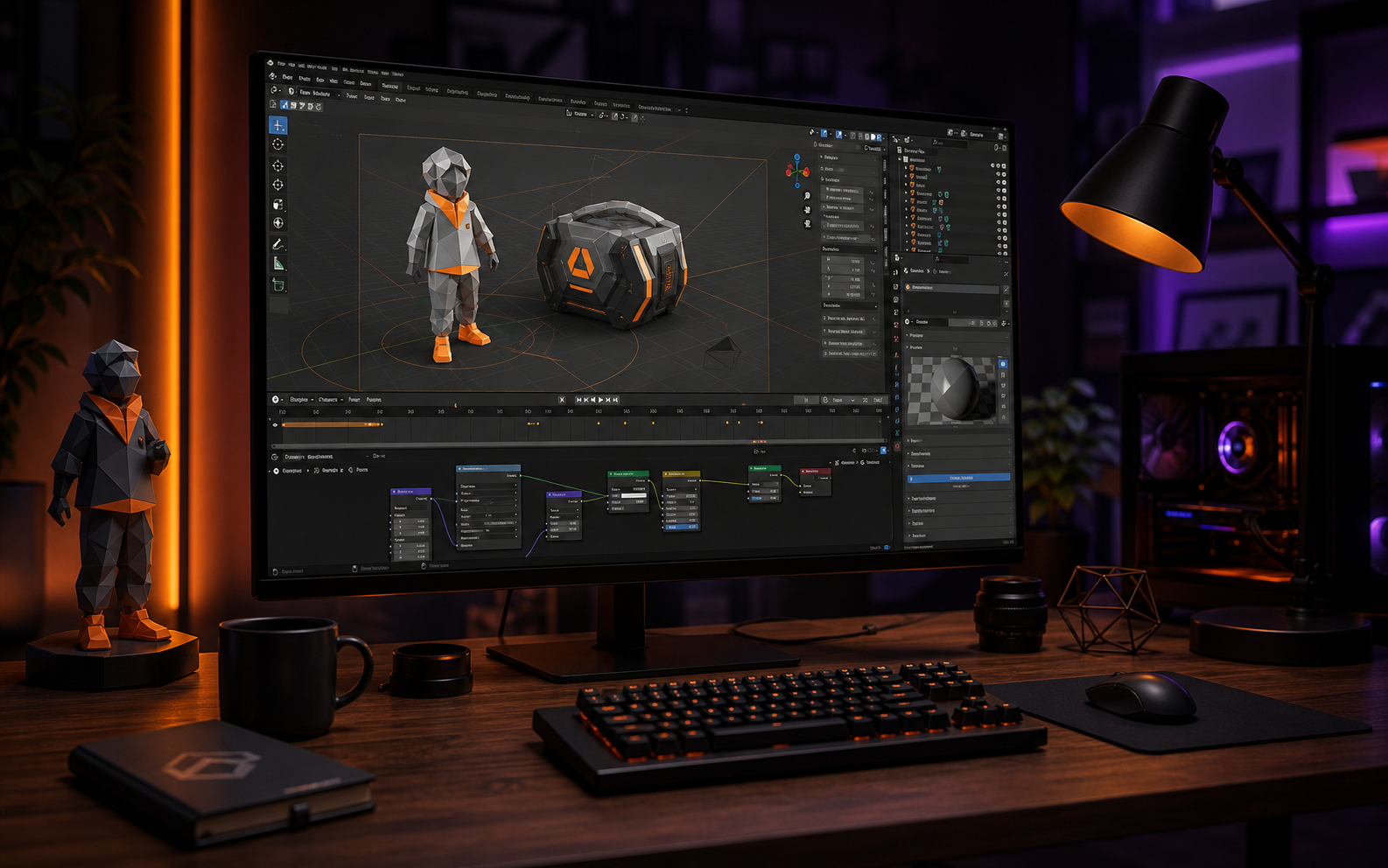 Blender 3D animasyon arayüzü
